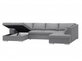 ARIA - Canapé d'angle panoramique convertible avec coffre en tissu
