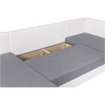STELA - Canapé d'angle panoramique convertible en tissu et simili