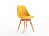 A8026 - Lots de 2 chaises scandinaves en polypropylène coussin simili pieds en bois