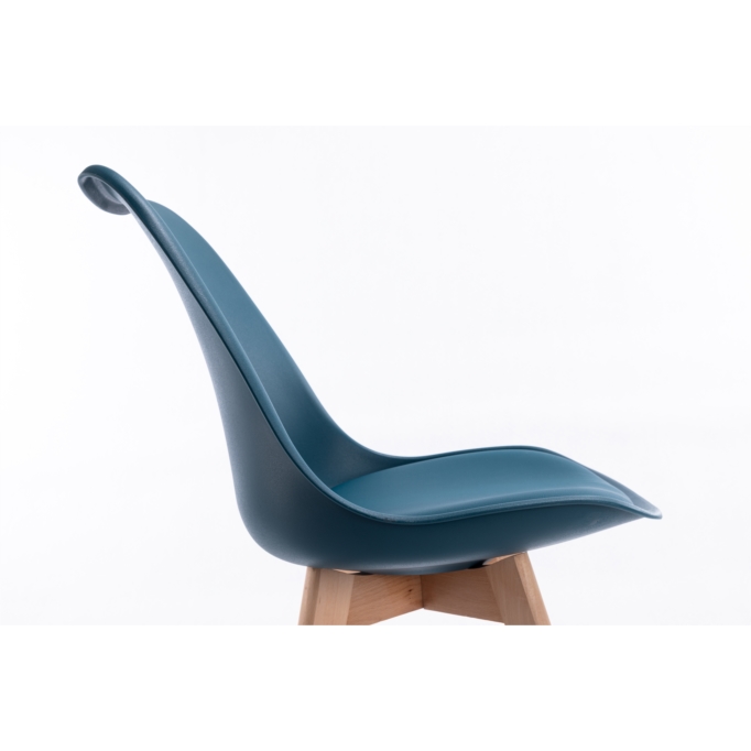 Chaise scandinave design, polyuréthane et pieds en hêtre massif, 4 couleurs