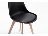 A8026 - Lots de 2 chaises scandinaves en polypropylène coussin simili pieds en bois
