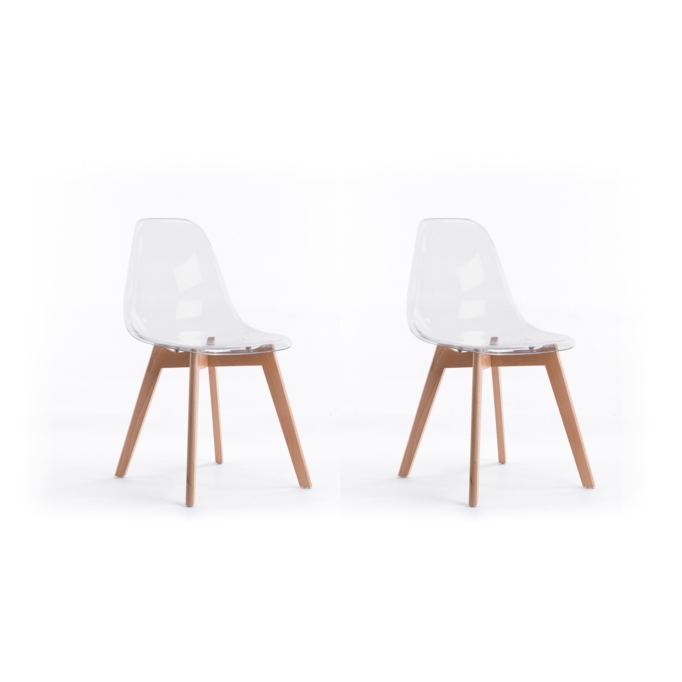 A80511 - Lots de 2 chaises scandinaves en polypropylène transparent