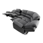 9121L - Canapé d'angle de relaxation 5 places avec accoudoir porte-gobelet modulable et amovible en tissu et simili