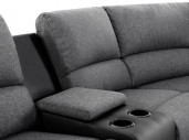 9121L - Canapé d'angle de relaxation 5 places avec accoudoir porte-gobelet modulable et amovible en tissu et simili