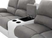 9121L - Canapé d'angle de relaxation 5 places avec accoudoir porte-gobelet modulable et amovible en microfibre et simili