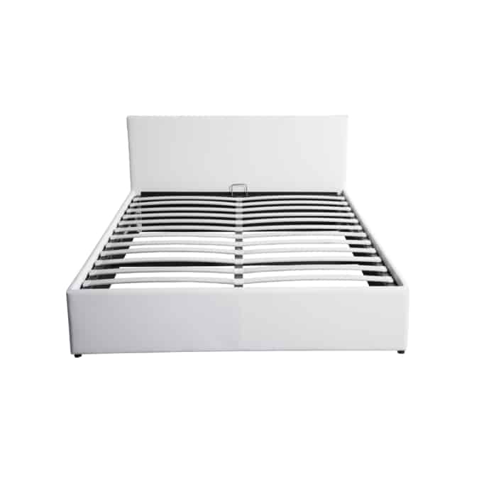 1166 - Cadre de lit avec coffre de rangement et tête de lit en simili