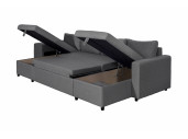 L200U PLUS - Canapé panoramique convertible avec 2 coffres et 2 poufs en tissu
