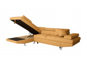 RIO - Canapé d'angle convertible 5 places avec coffre de rangement en tissu