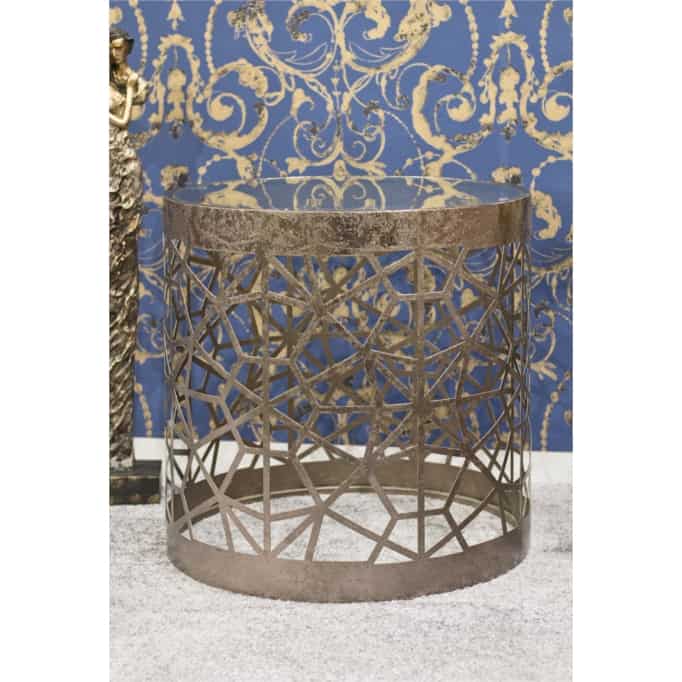 SOLEDAD -Table basse en métal teinté bronze et plateau en verre trempé