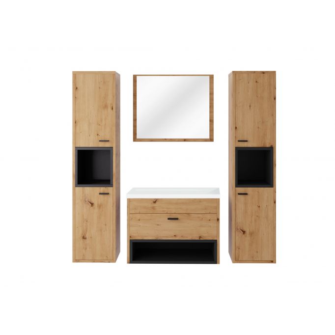 OLIE - Ensemble de salle de bain avec 2 colonnes et 1 miroir