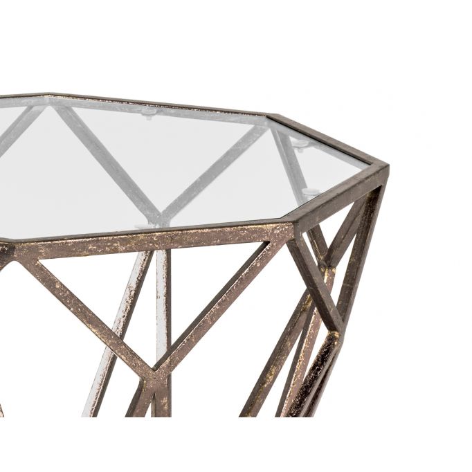 DIAMOND - Table basse en métal laqué et verre trempé 55 cm