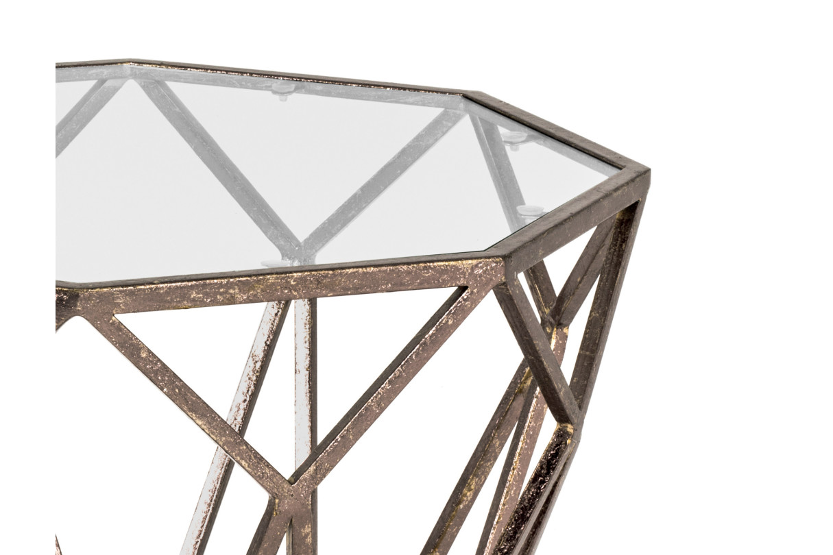 DIAMOND - Table basse en métal laqué et verre trempé 55 cm
