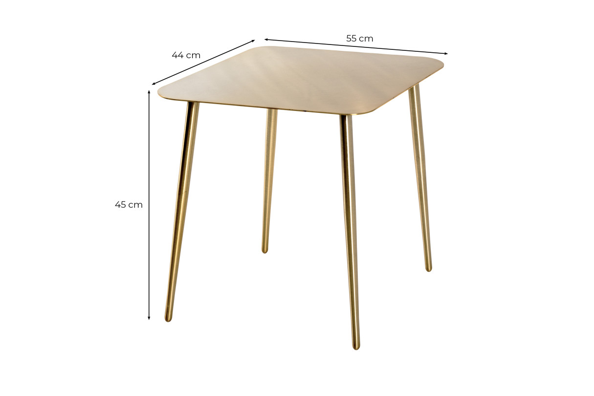 FERRAH - Table basse carrée en métal doré 45 cm