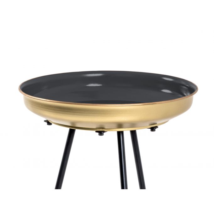 SAPHYR - Lot de 2 tables d'appoint en métal noir et doré