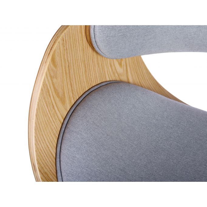 NORDY - Tabouret de bar scandinave avec dossier en bois clair et coussin en tissu