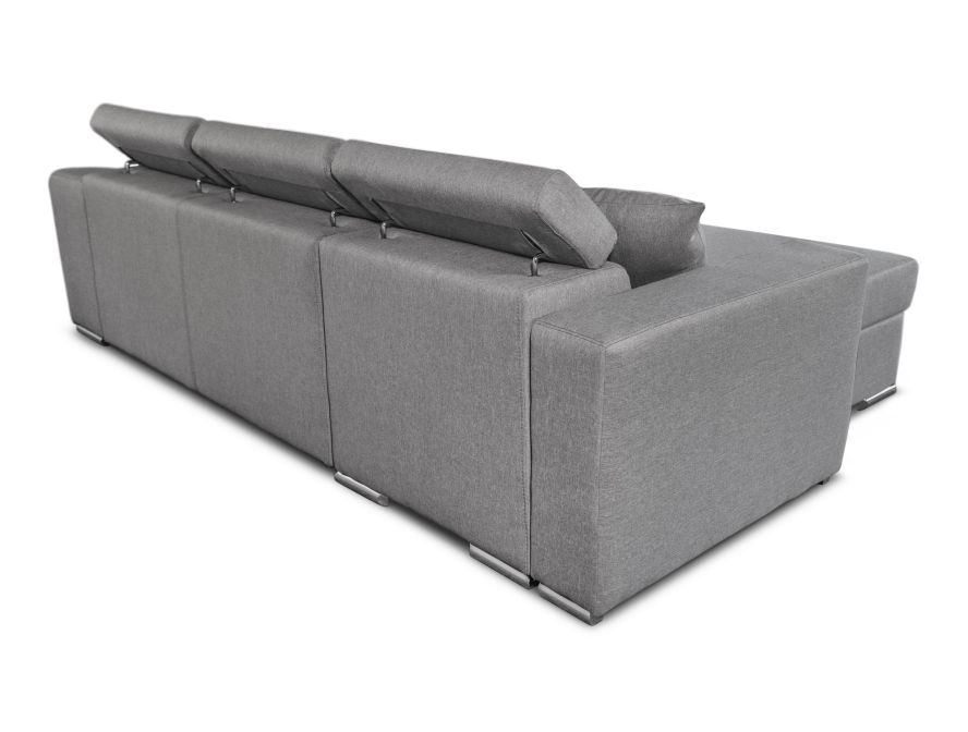 STILO - Canapé d'angle réversible, convertible avec coffre et 2 poufs en tissu
