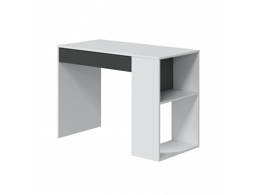 Bureau avec tiroir et fonction étagère intégrée blanc et gris