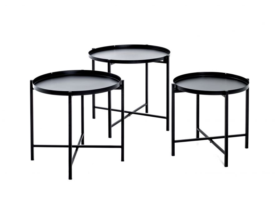 LIRYA - Lot de 3 tables basses en métal noir