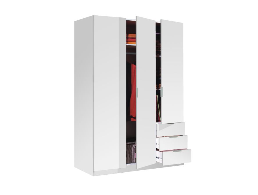 MALCOM - Armoire 3 portes + 3 tiroirs L121 x H180 cm