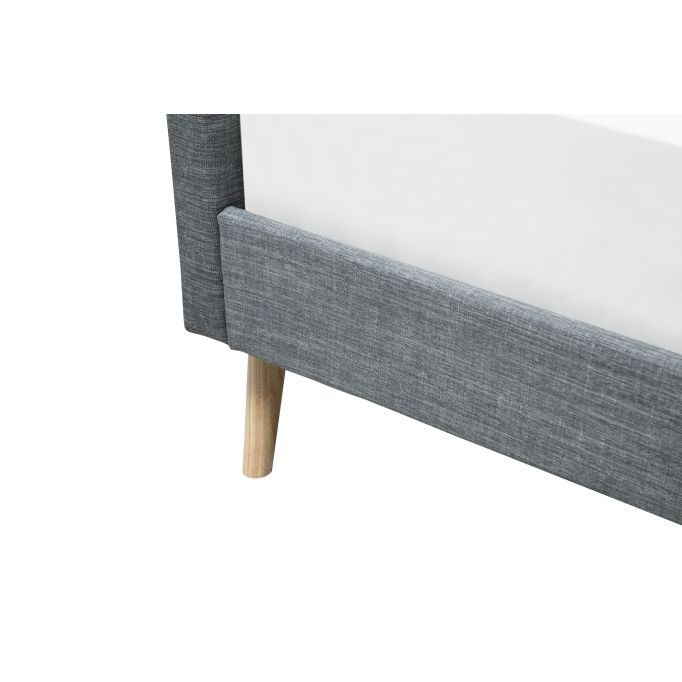 BJORN - Cadre de lit style scandinave en tissu avec pieds bois