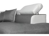 RIO - Canapé d'angle convertible 5 places avec coffre de rangement en tissu et simili