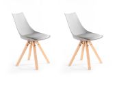 VIVIAN - Lot de 2 chaises en polypropylène avec pieds en hêtre naturel