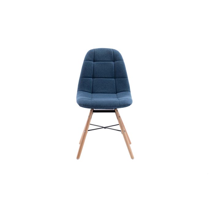 BRONX - Lot de 2 chaises matelassées en tissu avec pieds en hêtre naturel