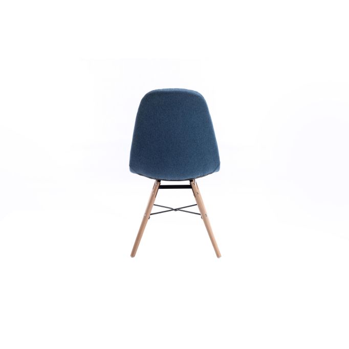 BRONX - Lot de 2 chaises matelassées en tissu avec pieds en hêtre naturel