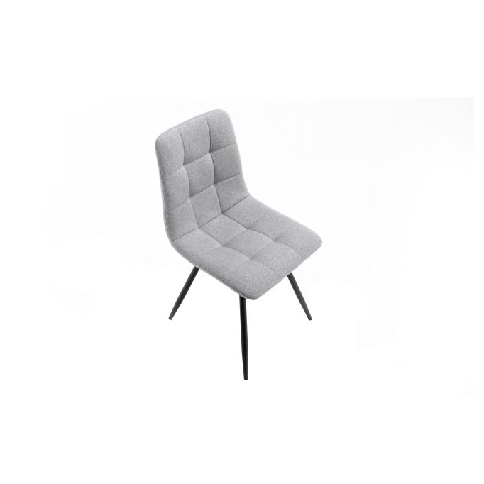 FLYNN - Lot de 2 chaises quadrillées en tissu avec pieds en métal noir