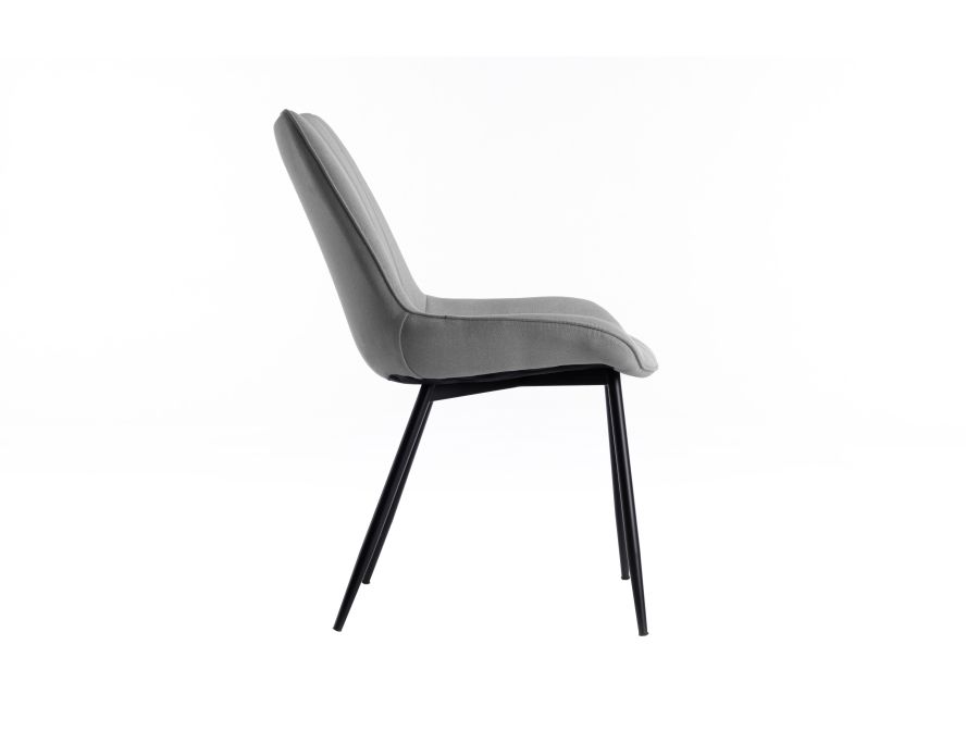 ORLANDO - Lot de 2 chaises à rayures en tissu avec pieds en métal noir