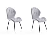 ESTEL - Lot de 2 chaises arrondies en tissu avec pieds en métal noir