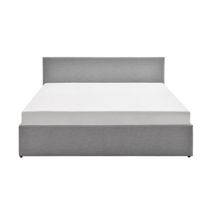 MAJESTIC - Cadre de lit avec coffre de rangement et tête de lit en tissu