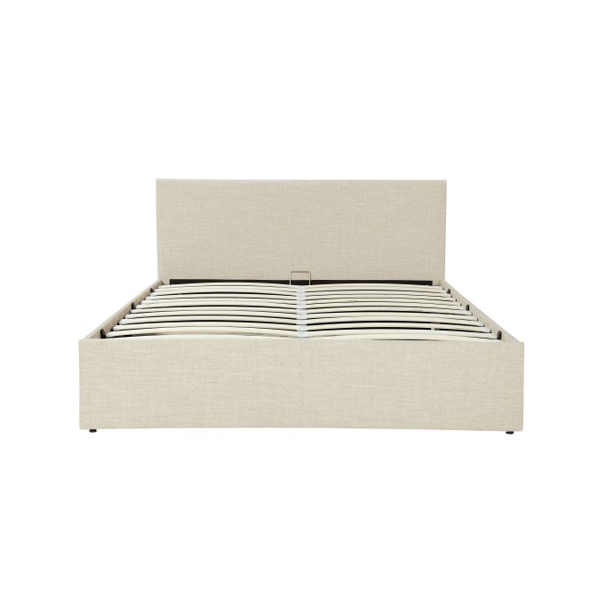MAJESTIC - Cadre de lit avec coffre de rangement et tête de lit en tissu