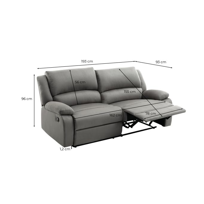 9121 - Canapé de relaxation avec 2 assises XXL en microfibre