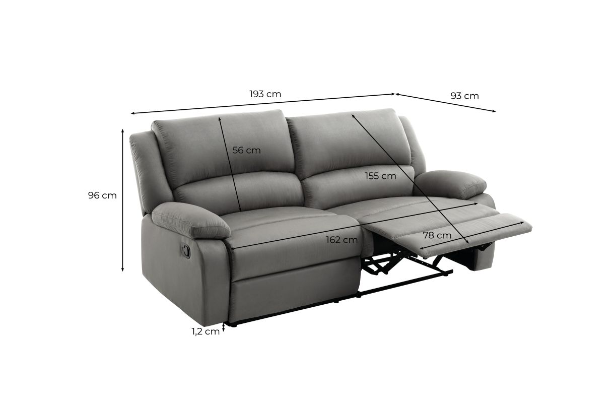 9121 - Canapé de relaxation avec 2 assises XXL en microfibre