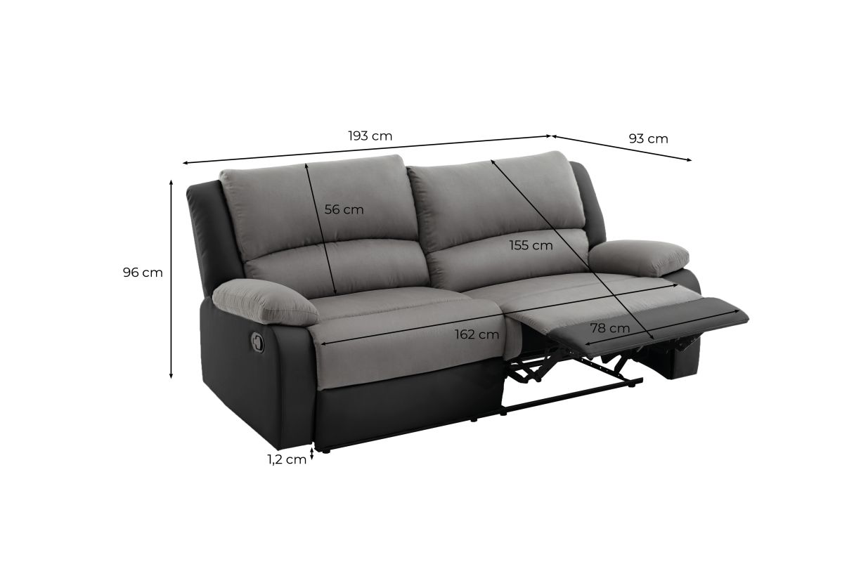 9121 - Canapé de relaxation avec 2 assises XXL en microfibre et simili