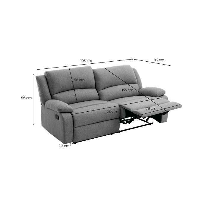 9121 - Canapé de relaxation avec 2 assises XXL en tissu