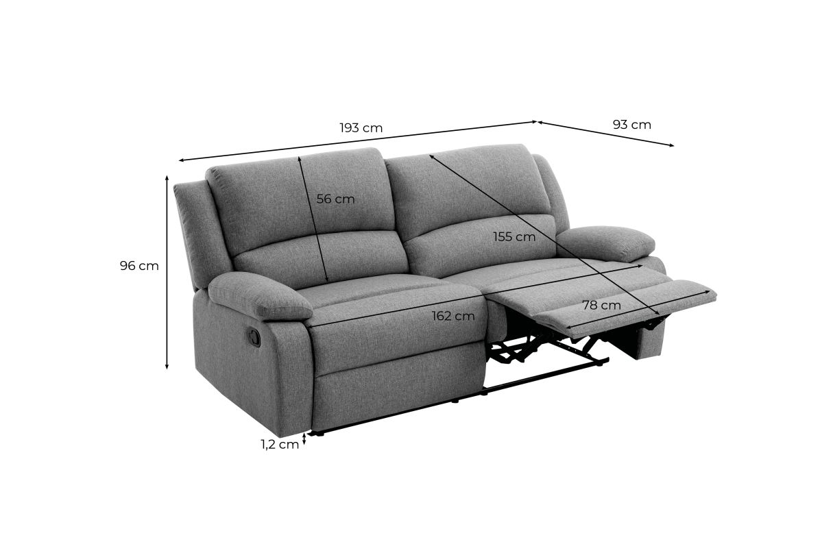 9121 - Canapé de relaxation avec 2 assises XXL en tissu