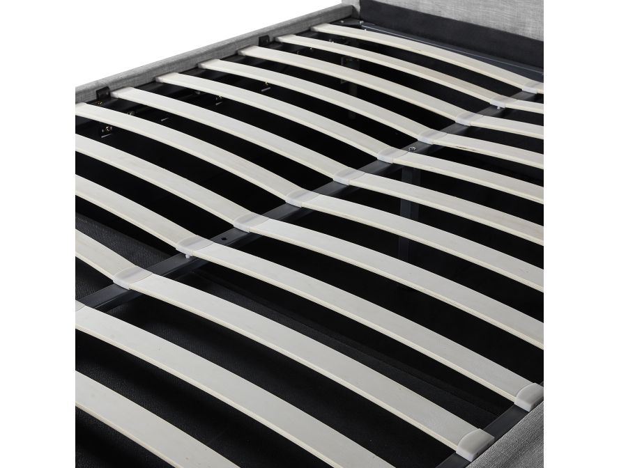 HENRYK - Cadre de lit avec tête de lit avec sommier à lattes en tissu