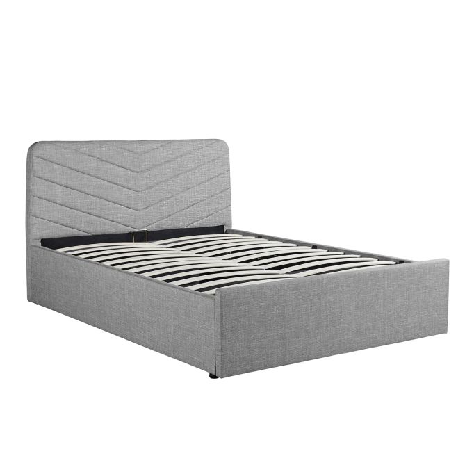 HENRYK - Cadre de lit avec tête de lit avec sommier à lattes en tissu