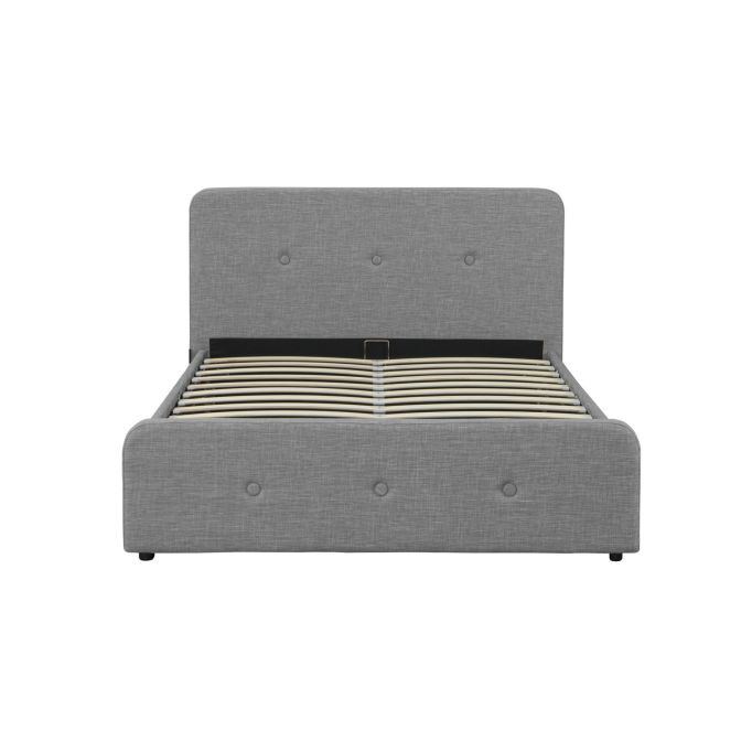 BELLY - Cadre de lit avec tête de lit, sommier à lattes et coffre de rangement en tissu