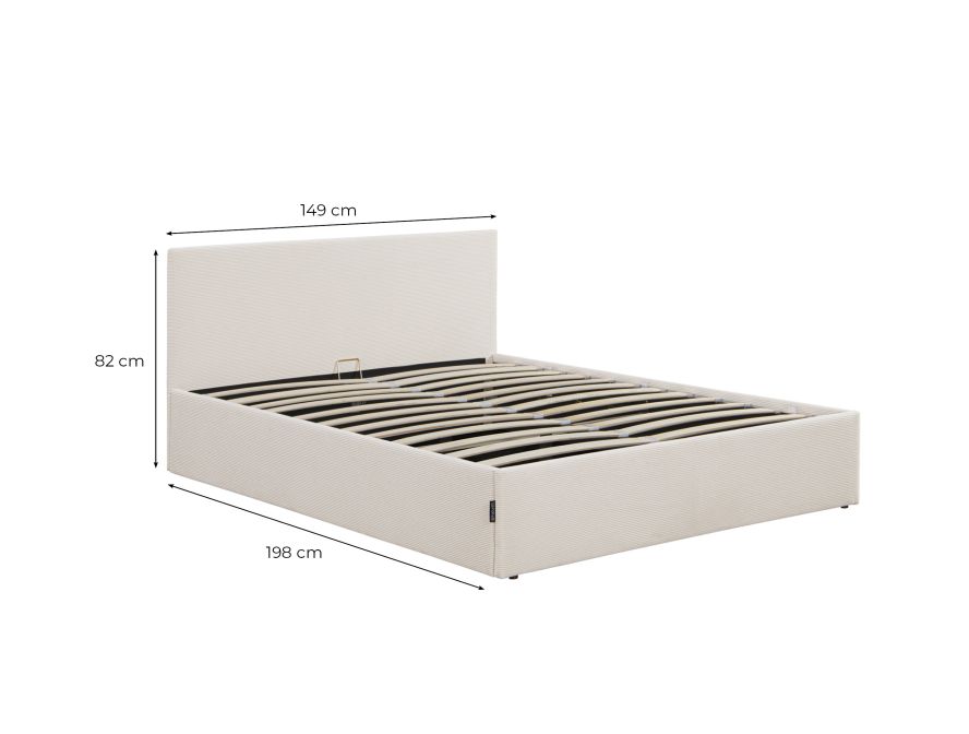 MAJESTIC - Cadre de lit avec coffre de rangement et tête de lit en velours côtelé