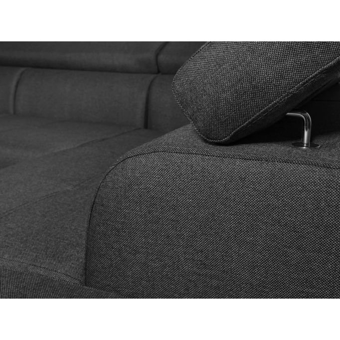 SONIA - Canapé d'angle convertible en simili et tissu