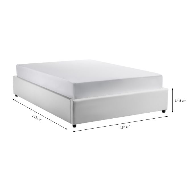 SALOMON - Cadre de lit avec sommier à lattes et coffre de rangement en simili