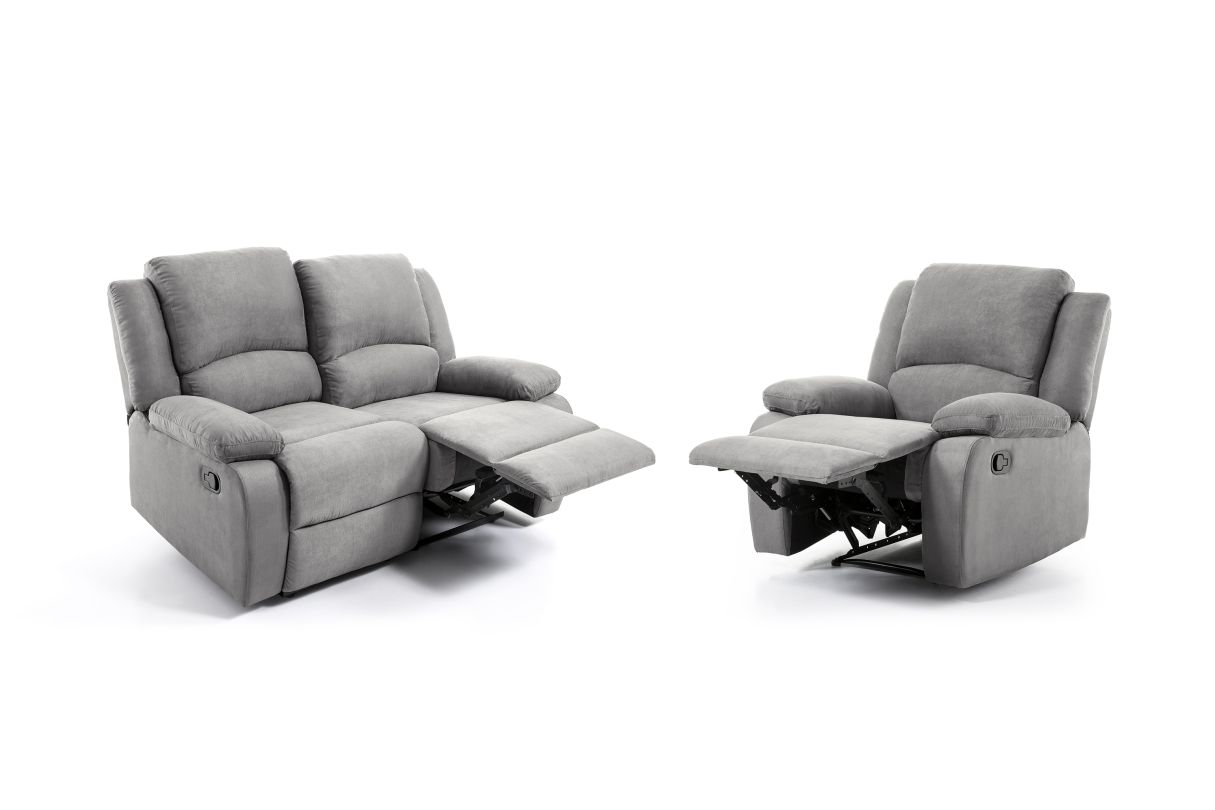 9121 - Ensemble canapé relax manuel 2 places + fauteuil manuel en microfibre