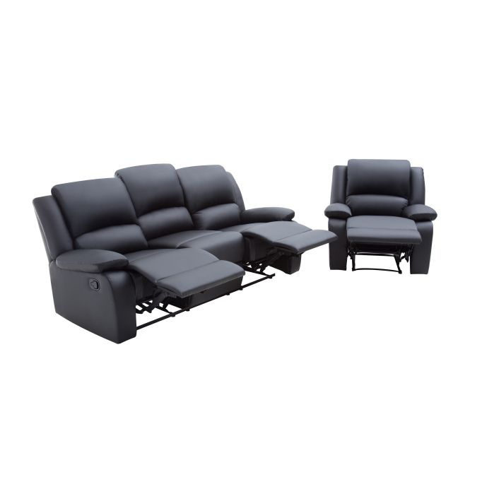 9121 - Ensemble canapé relax manuel 3 places + fauteuil manuel en simili