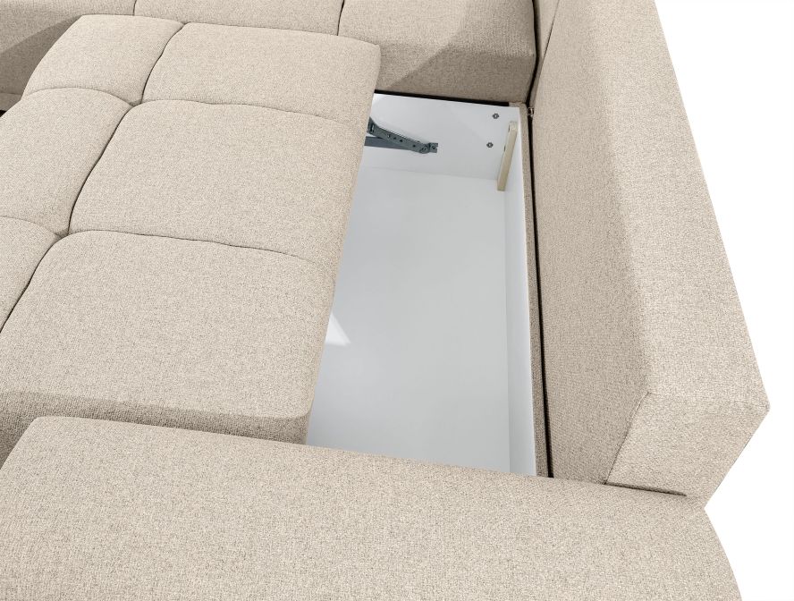 CABELLO - Canapé d'angle convertible avec coffre en tissu