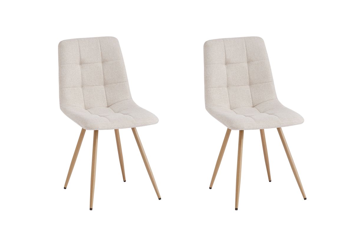 FLYNN - Lot de 2 chaises en tissu pieds bois