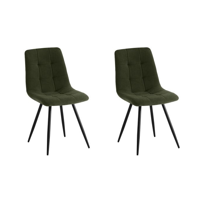 FLYNN - Lot de 2 chaises en velours pieds métal