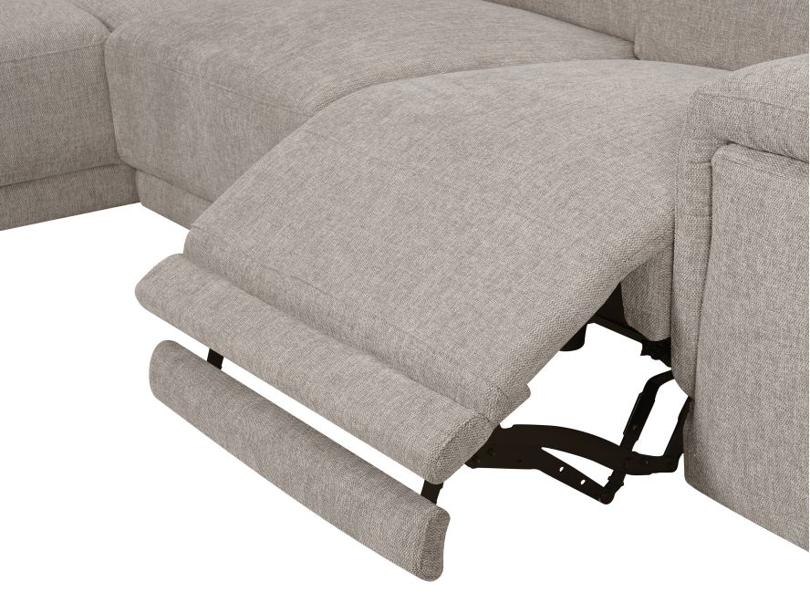 DEBBY - Canapé d'angle de relaxation électrique avec pouf amovible en tissu
